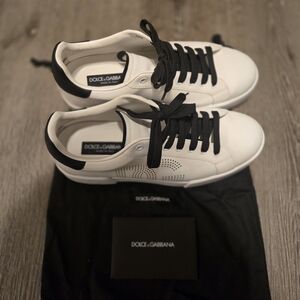 Dolce & Gabbana Men's White and Black Sneakers
